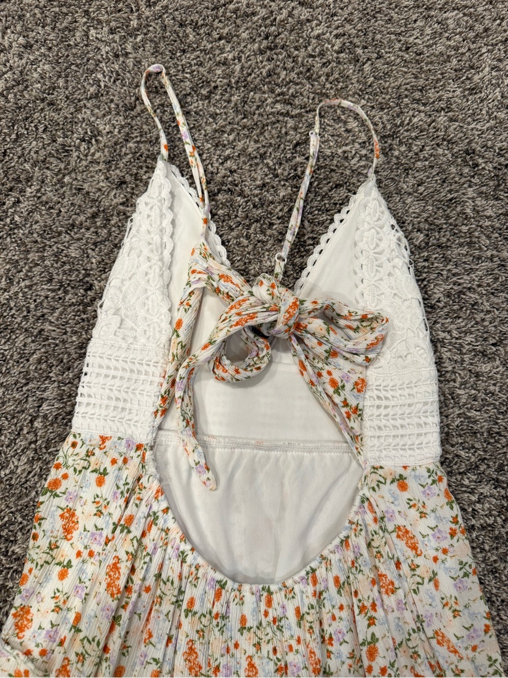 Justify Floral Mini Dress Womens Medium Boho Cottagecore Lace Tie Back - Picture 4 of 9